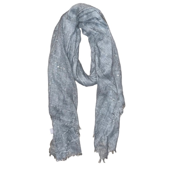 Tilo Gray Sequin Sparkle long checked pattern women’s Scarf - Picture 1 of 4
